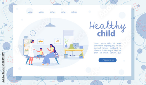 Healthy Child Vector Landing Page with Copy Space