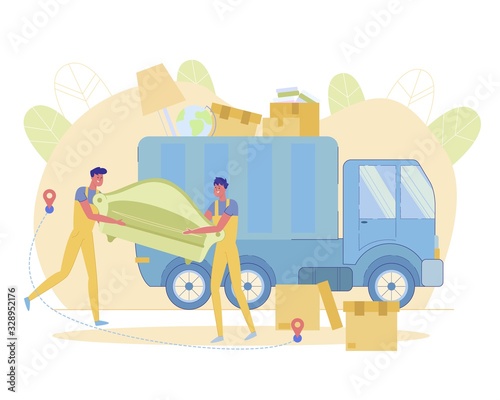 Two Employees Trucking Company Carry out Order.