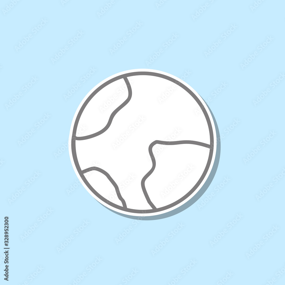Earth sticker icon. Simple thin line, outline vector of web icons for ui and ux, website or mobile application Earth sticker icon. Simple thin line, outline vector of web icons for ui and ux, website or mobile application