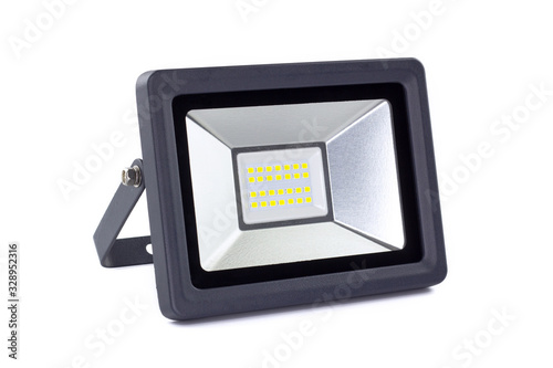 LED metal spotlight on a white background.