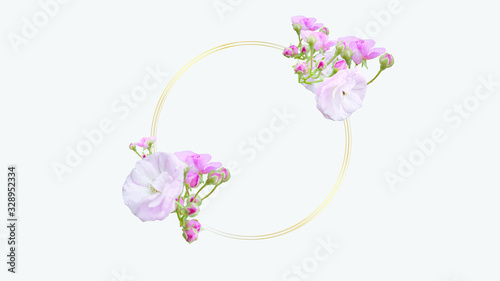 cute floral vector picture frame with golden circles