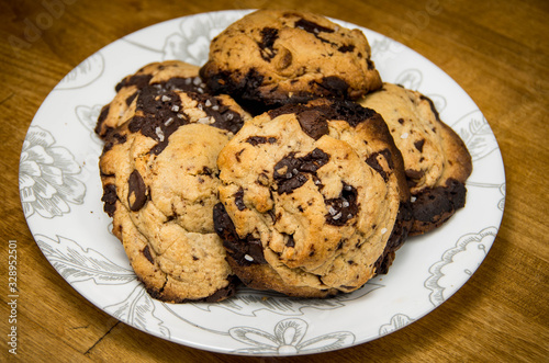 Chocolate chip cookies on a plate