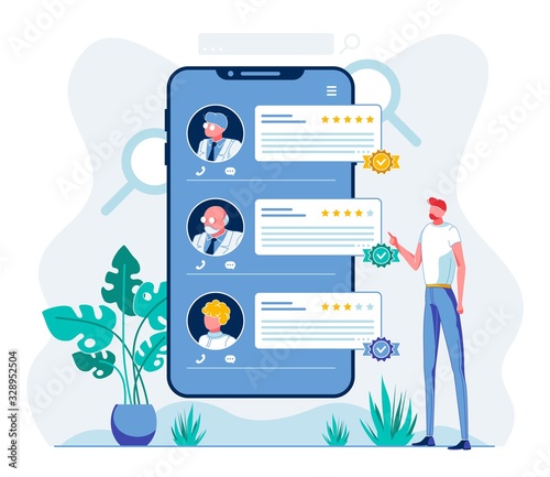 E Health Staff Rating Mobile App Illustration