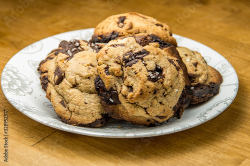 Chocolate chip cookies on a plate