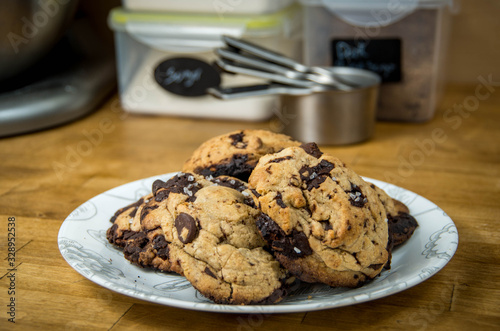 Chocolate chip cookies on a plate