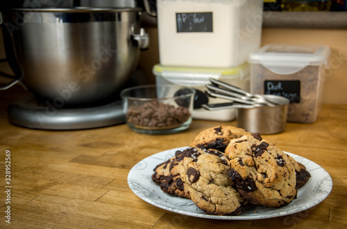 Chocolate chip cookies on a plate