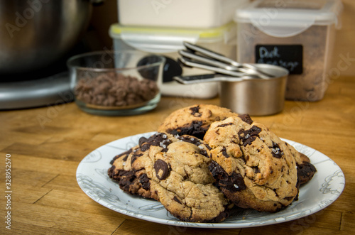 Chocolate chip cookies on a plate