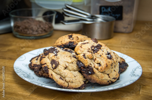 Chocolate chip cookies on a plate