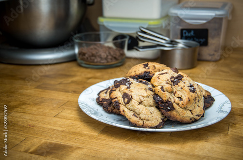 Chocolate chip cookies on a plate
