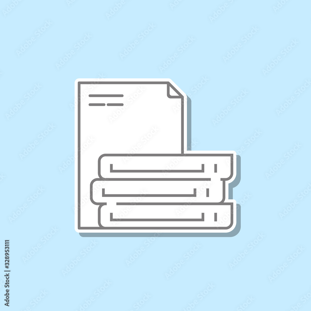 Folders with documents sticker icon. Simple thin line, outline vector of web icons for ui and ux, website or mobile application Folders with documents sticker icon. Simple thin line, outline vector of web icons for ui and ux, website or mobile application