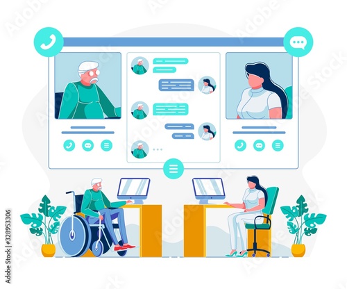 Telemedicine for Disabled Individuals Illustration