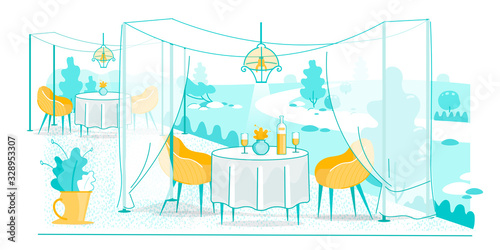 Street Cafe Panorama with Relaxing Atmosphere