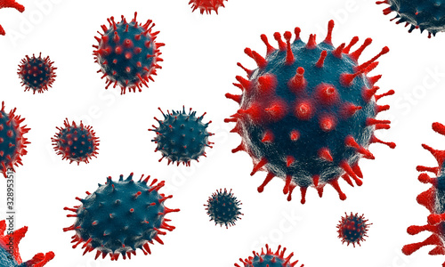 Microscopic view of Coronavirus  Flu or monkeypox virus. Isolated. photo