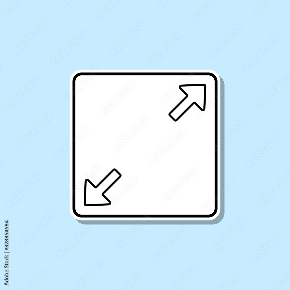 Divergent arrows in a square sticker icon. Simple thin line, outline vector of web icons for ui and ux, website or mobile application Divergent arrows in a square sticker icon. Simple thin line, outline vector of web icons for ui and ux, website or mobile application