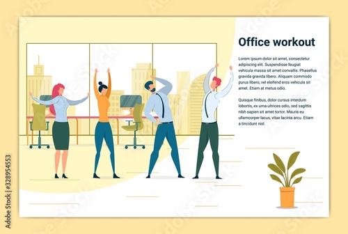 Workout at Workplace Flat Banner Vector Template
