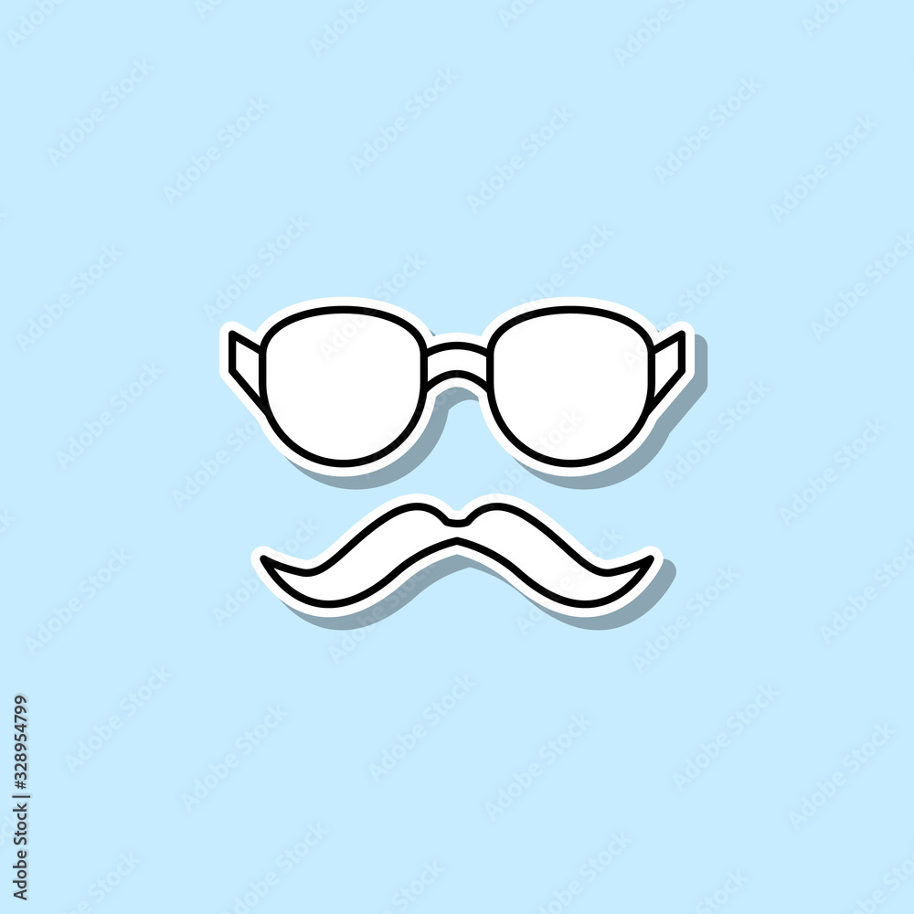 Glasses and mustaches sticker icon. Simple thin line, outline vector of web icons for ui and ux, website or mobile application