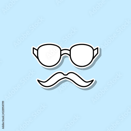 Glasses and mustaches sticker icon. Simple thin line, outline vector of web icons for ui and ux, website or mobile application