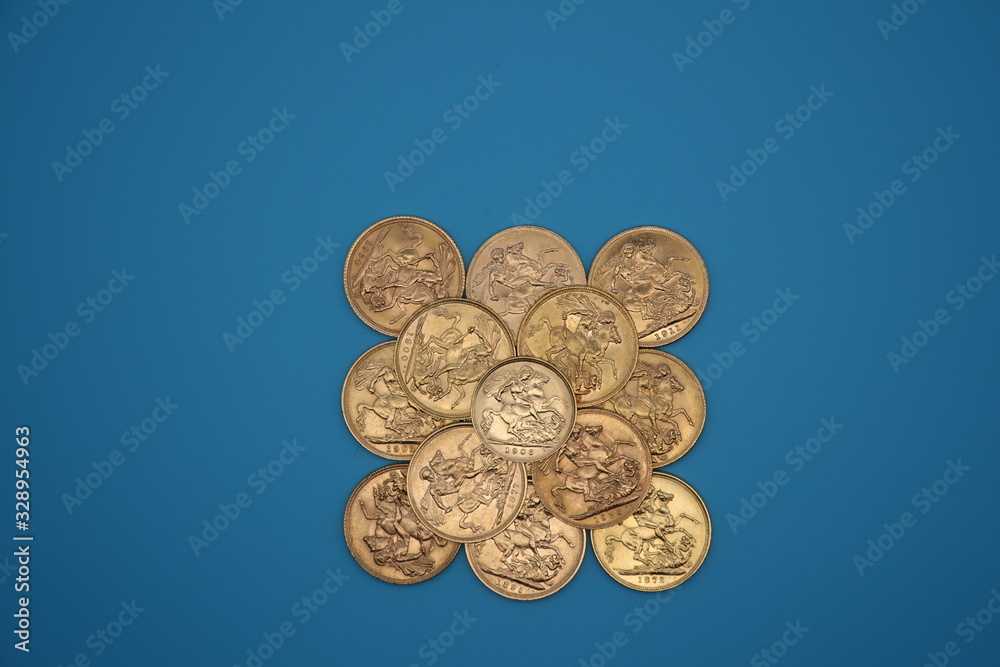 Gold coins of the Sovereign and Krugerrand Gold coins of the Sovereign and Krugerrand