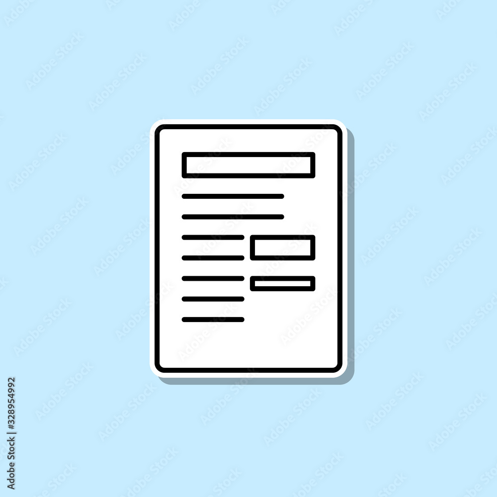 Sheet of paper with records sticker icon. Simple thin line, outline vector of web icons for ui and ux, website or mobile application Sheet of paper with records sticker icon. Simple thin line, outline vector of web icons for ui and ux, website or mobile application