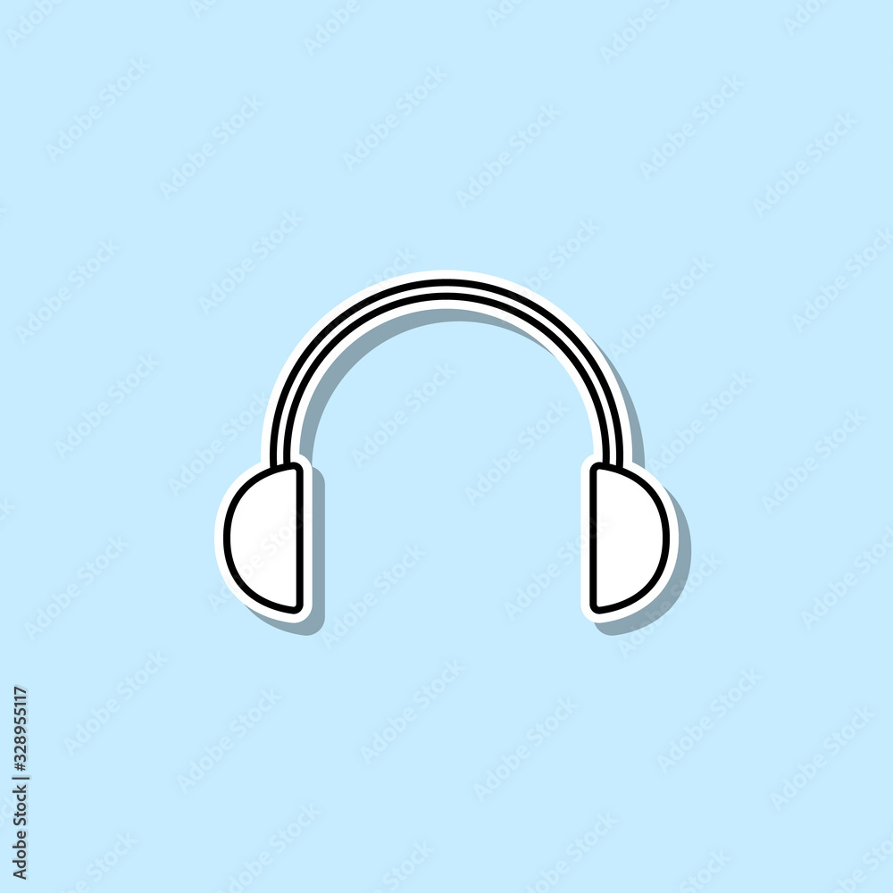 Headphones sticker icon. Simple thin line, outline vector of web icons for ui and ux, website or mobile application Headphones sticker icon. Simple thin line, outline vector of web icons for ui and ux, website or mobile application
