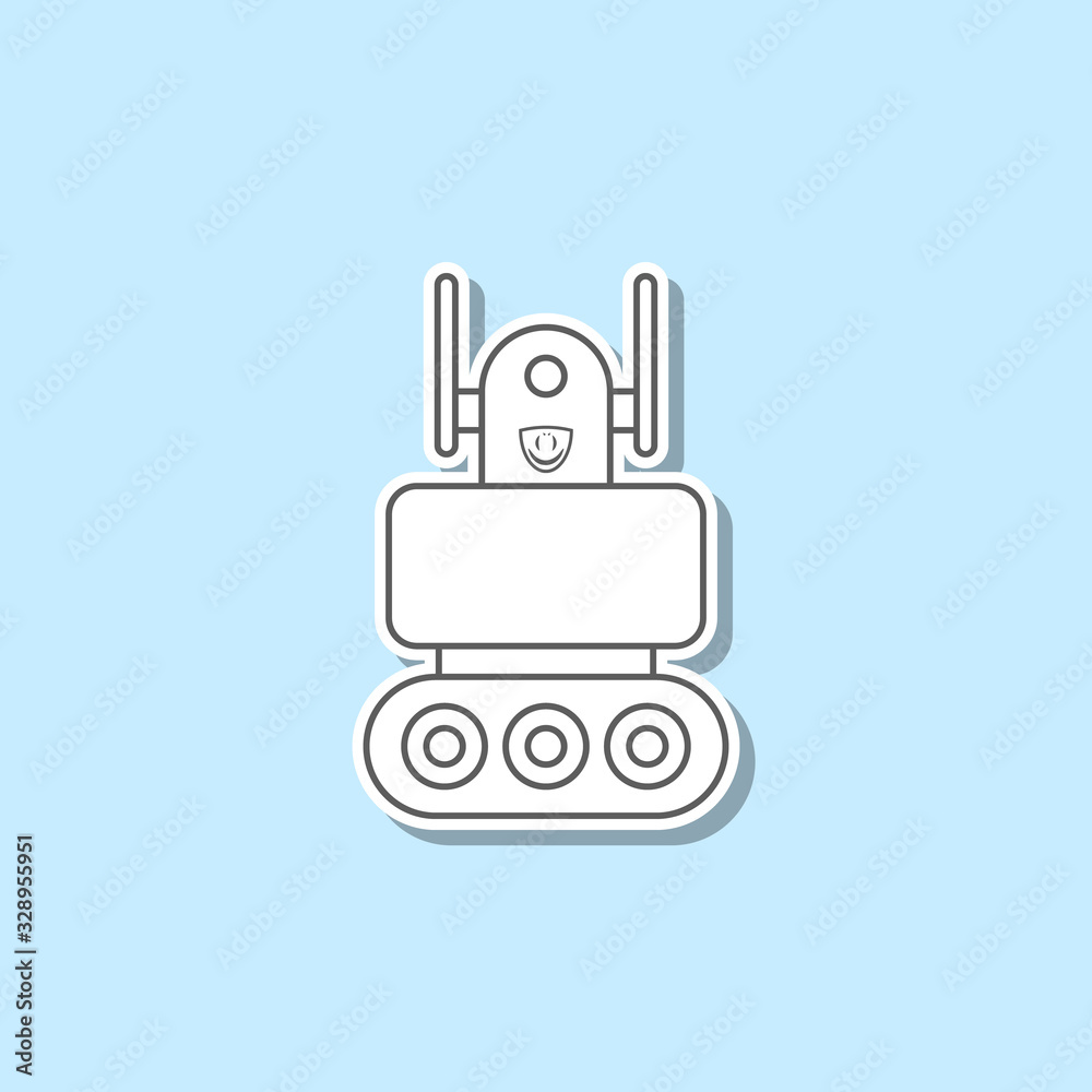Cute robot sticker icon. Simple thin line, outline vector of web icons for ui and ux, website or mobile application Cute robot sticker icon. Simple thin line, outline vector of web icons for ui and ux, website or mobile application