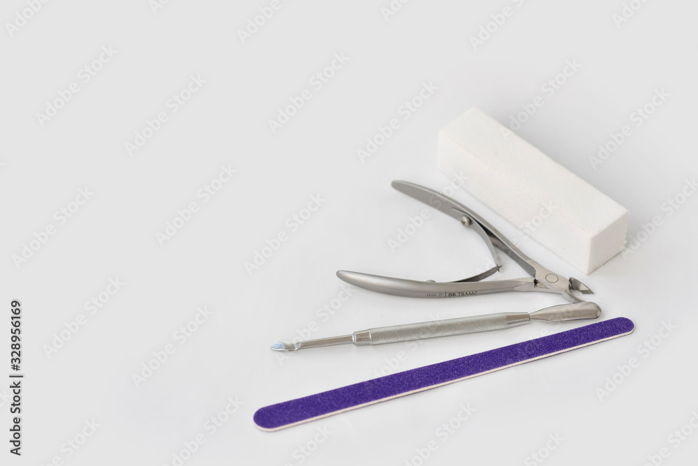 Manicure tools on a white background Manicure tools on a white background