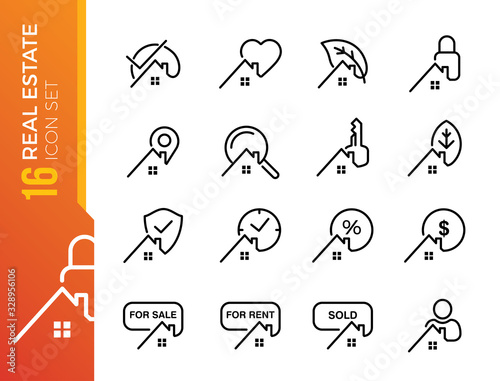 Real Estate and Homes line icons. Vector Icons - Adjust stroke weight - Expand to any size - Change to any colour