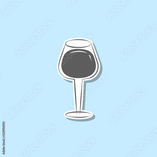 A glass of cognac sticker icon. Simple thin line, outline vector of web icons for ui and ux, website or mobile application