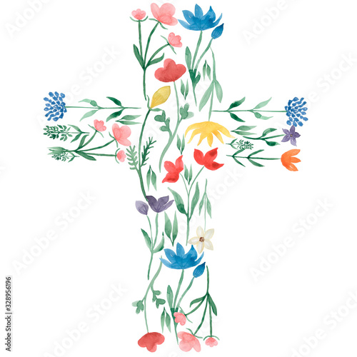 Canvas Print watercolor easter cross clipart