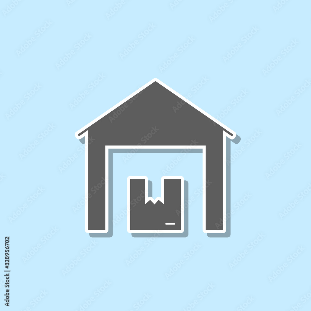 Delivery of a parcel sticker icon. Simple thin line, outline vector of web icons for ui and ux, website or mobile application Delivery of a parcel sticker icon. Simple thin line, outline vector of web icons for ui and ux, website or mobile application