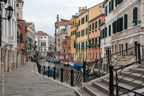 Empty Pathway and Canal in Dorsoduro Quarter, Venice/Italy photo