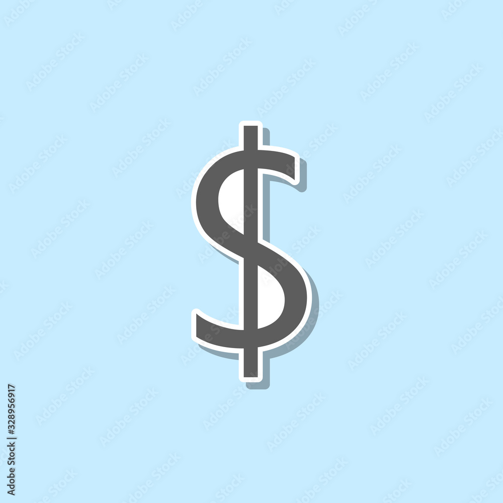 Dollar sign sticker icon. Simple thin line, outline vector of web icons for ui and ux, website or mobile application Dollar sign sticker icon. Simple thin line, outline vector of web icons for ui and ux, website or mobile application