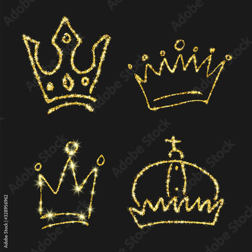 Gold glitter hand drawn crown