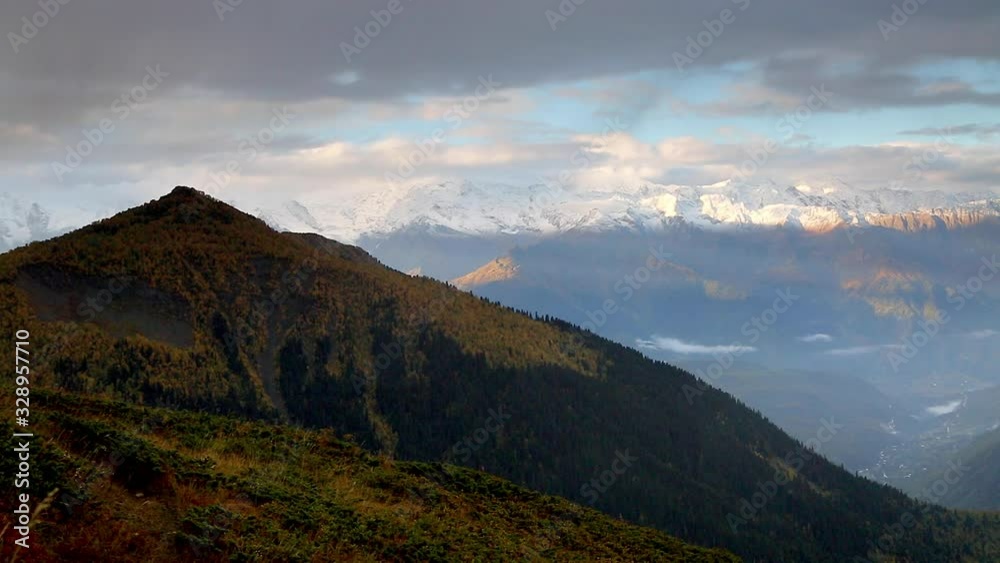 Fantastic massif in autumn season. High Caucasus ridge. Fantastic massif in autumn season. High Caucasus ridge.