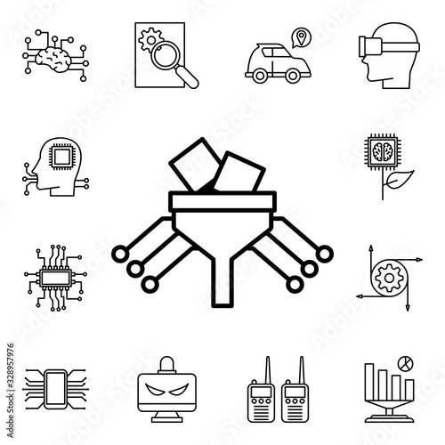 Big data filter, data mining icon. Detailed set of artifical icons. Premium quality graphic design. One of the collection icons for websites, web design, mobile app