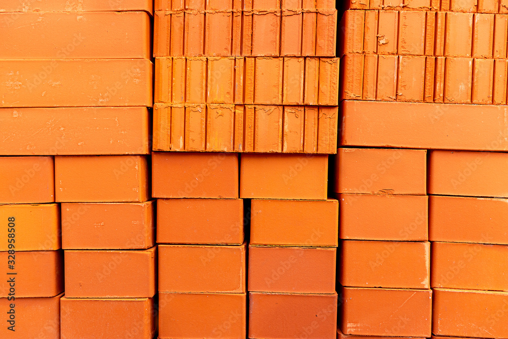 The red facing refractory brick is stacked. The red facing refractory brick is stacked.