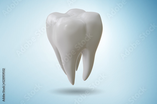 White tooth in dental concept - 3d rendering