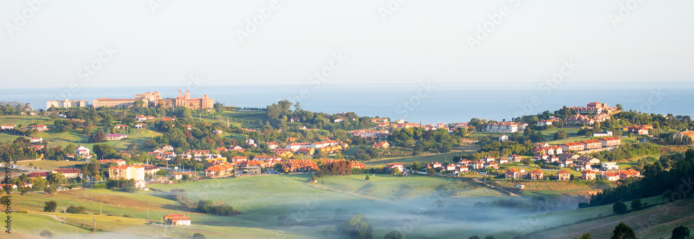 Panorama of the village of Comillas, Cantabria, Spain