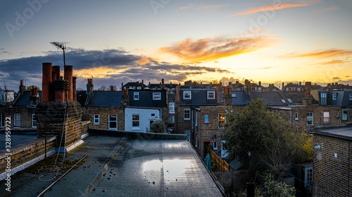 Photography Sunrise in London suburb area, UK