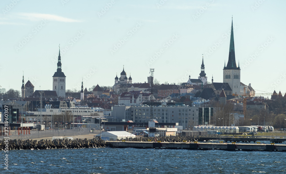 April 21, 2018, Tallinn, Estonia. View of the construction of the Old Town in Tallinn. April 21, 2018, Tallinn, Estonia. View of the construction of the Old Town in Tallinn.