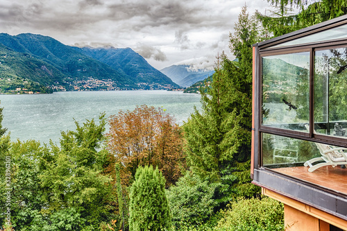 Scenic landscape over the Lake Como  Italy