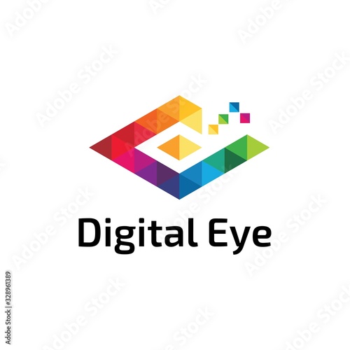 Digital eye logo design vector  template