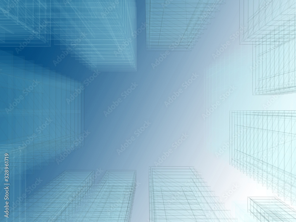 Mega city, wireframe technique, original 3d rendering Mega city, wireframe technique, original 3d rendering
