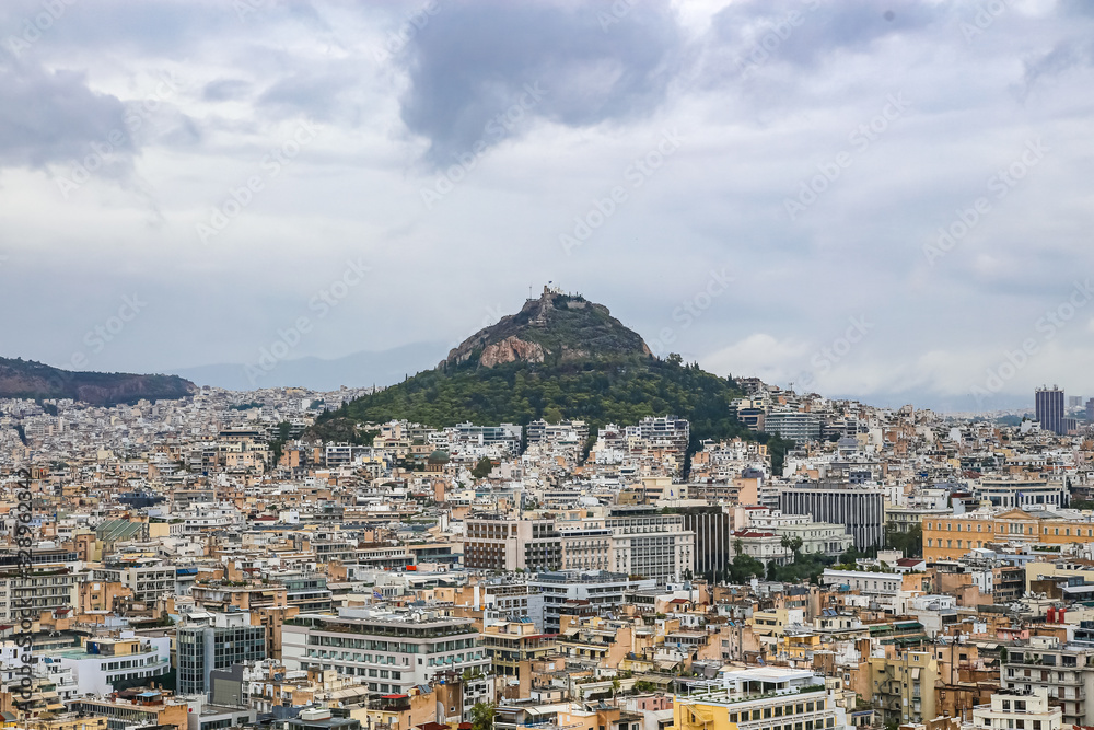 Lycavitos hill is the best viewing platform in the center of Athens, in rainy weather
