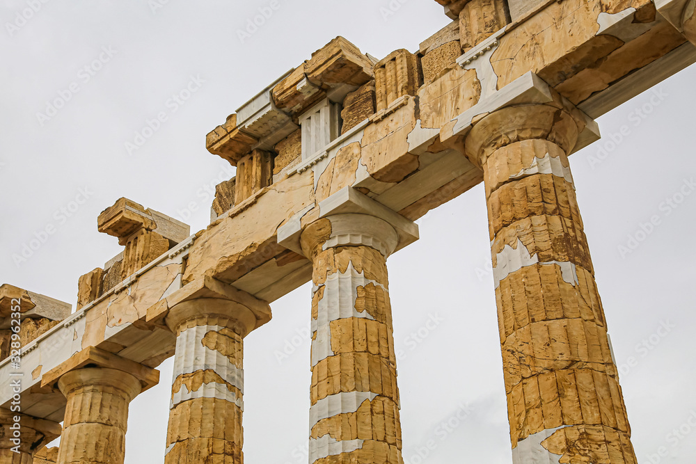 Ruins of the ancient Greek Parthenon with Doric columns Stock Photo ...
