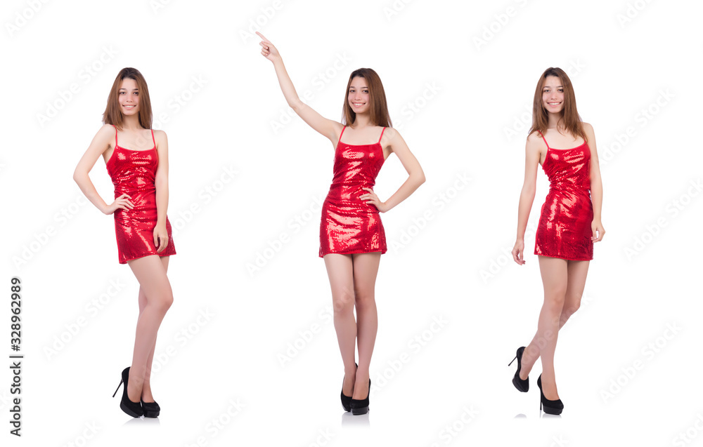 Woman wearing dress isolated on white