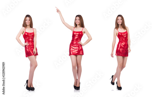 Woman wearing dress isolated on white