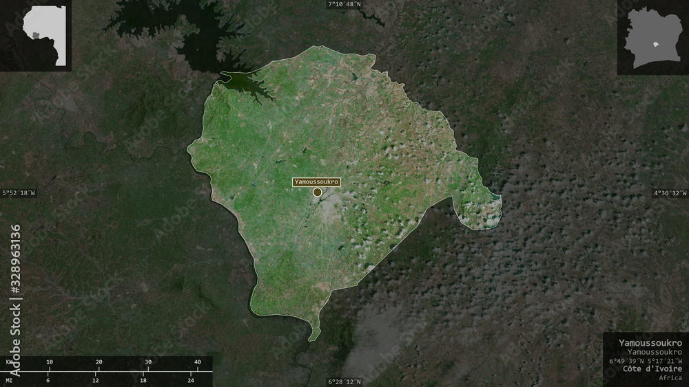 Yamoussoukro, Côte d'Ivoire - composition. Satellite Yamoussoukro, Côte d'Ivoire - composition. Satellite