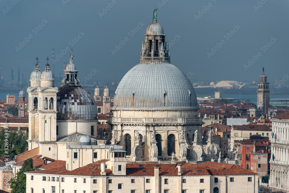 View of the Dome of Church Santa Maria della Salute, view from Church San Giorgio Maggiore, Venice/Italy