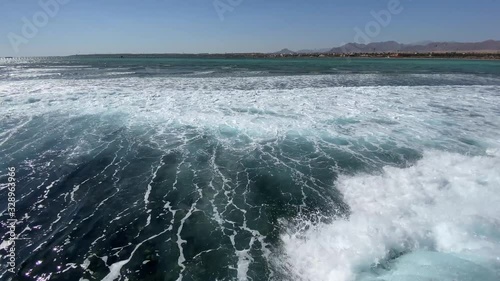 Coastal landscape with big stormy waves of Red sea at Sharm El-Sheikh, Egypt